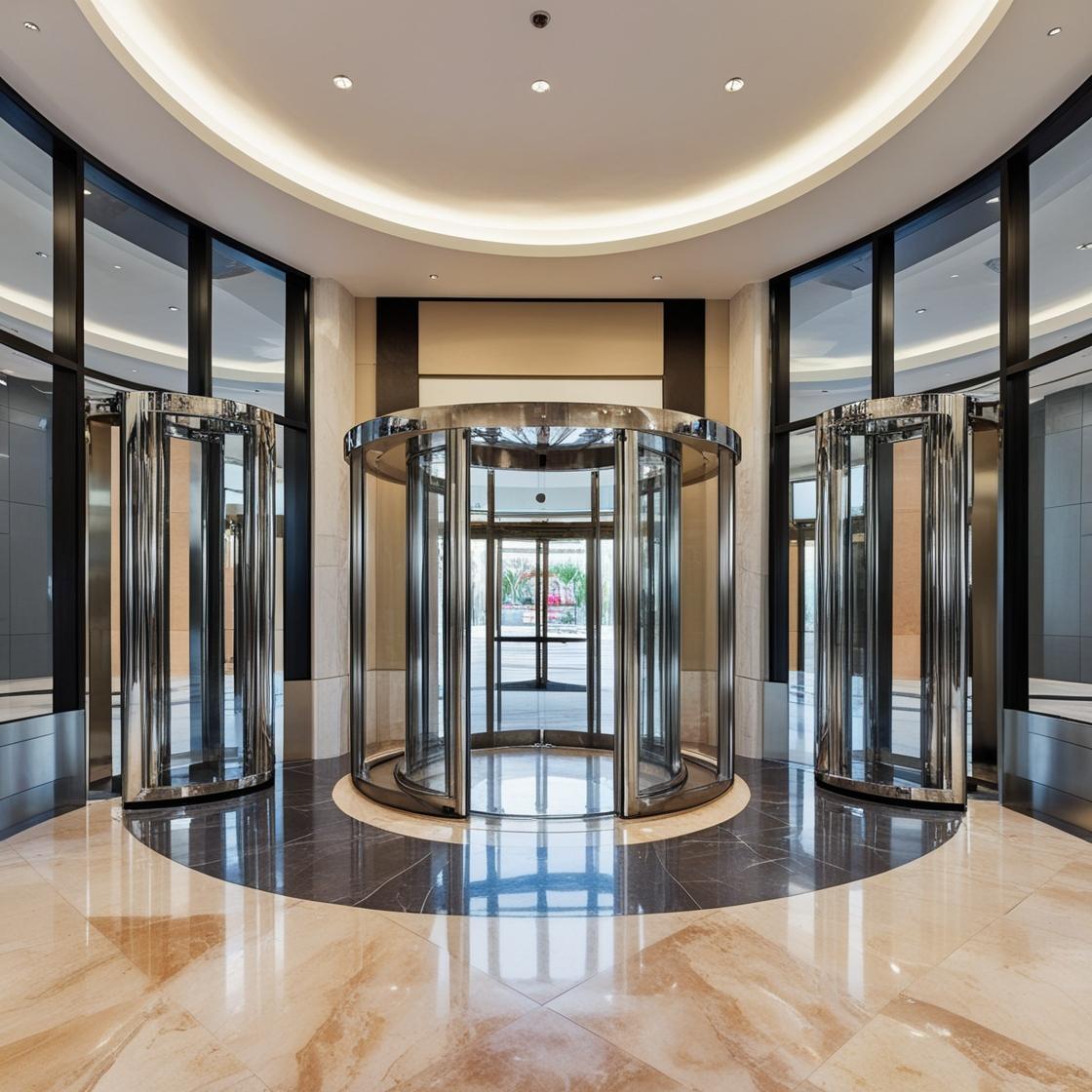 shopping mall-entrance with revolving doors contemporary design