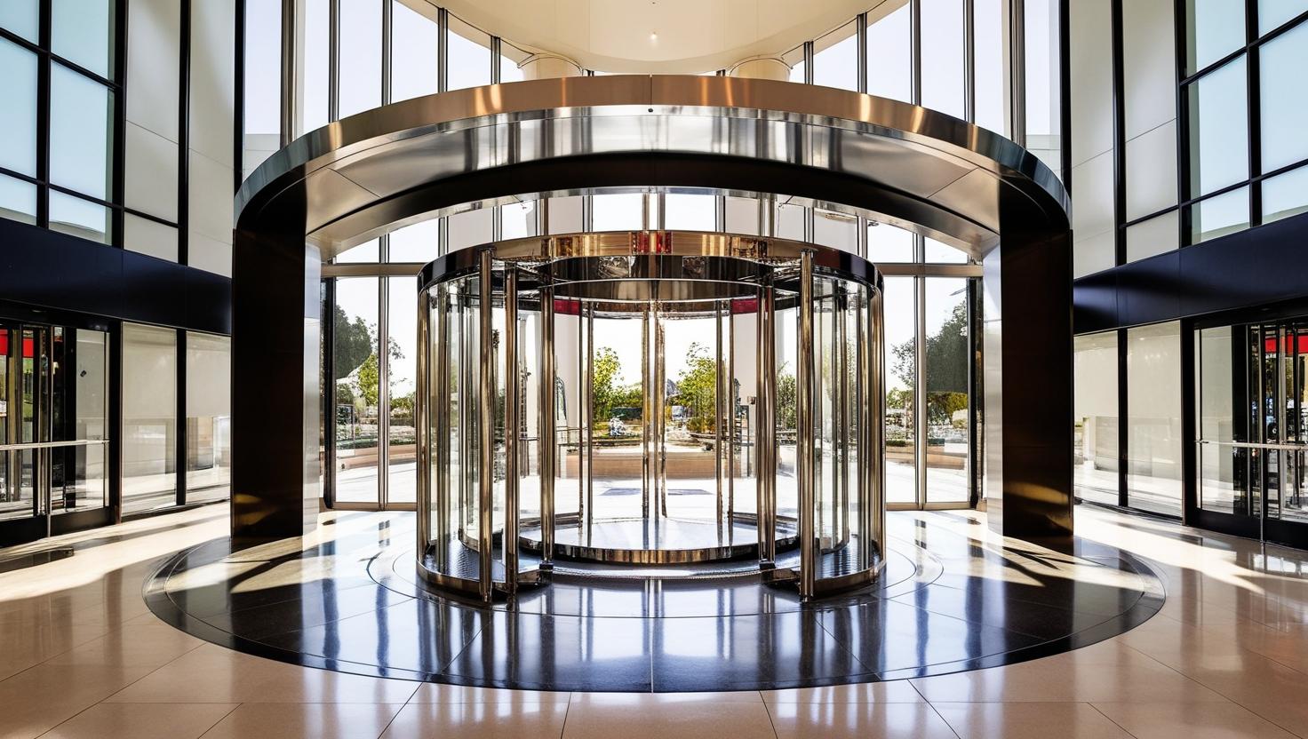 tall shopping mall-entrance with revolving doors contemporary design (1)