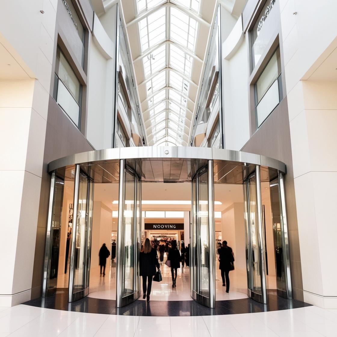 tall shopping mall-entrance with revolving doors contemporary design (2)